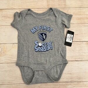 Outer Stuff Kansas City Sporting My First Soccer Season Gray Baby Bodysuit 24M